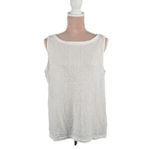 Eileen Fisher Textured White Tank Size Large